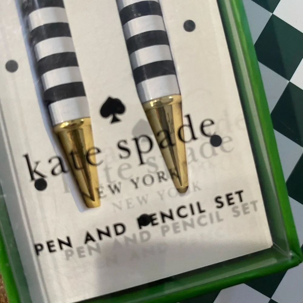 Cute and classy KATE SPADE pen/pencil set w/checkerboard 2024 notebook! See pic:
